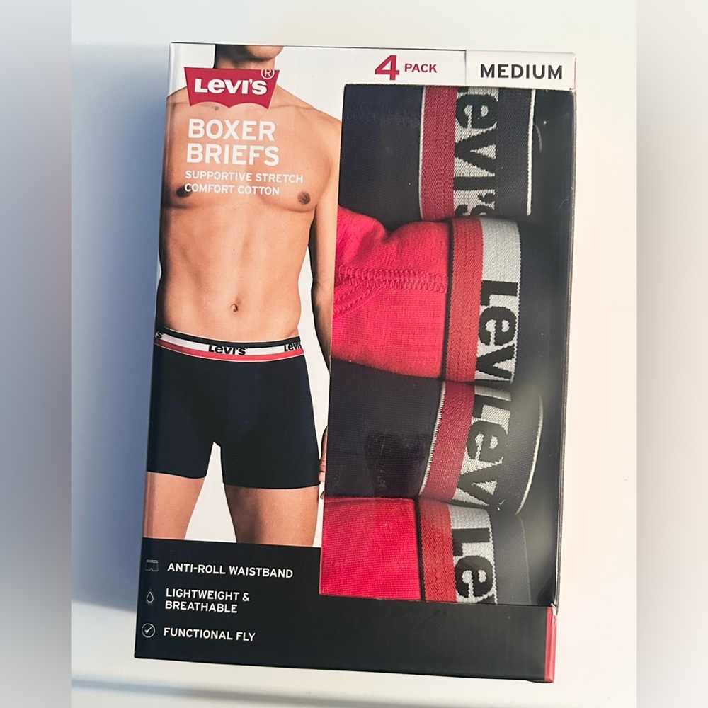 Levi's Red and Black Boxer Briefs 4-Pack